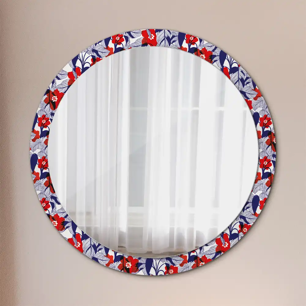 Round wall mirror decor Philodendrons
