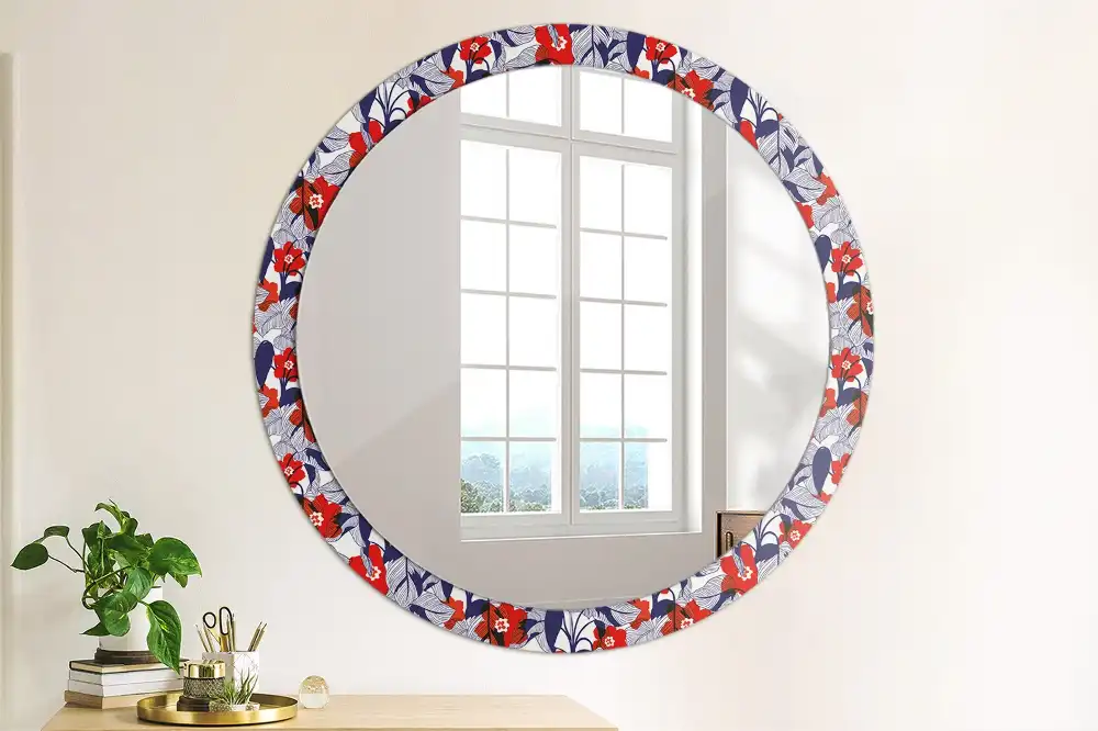 Round wall mirror decor Philodendrons