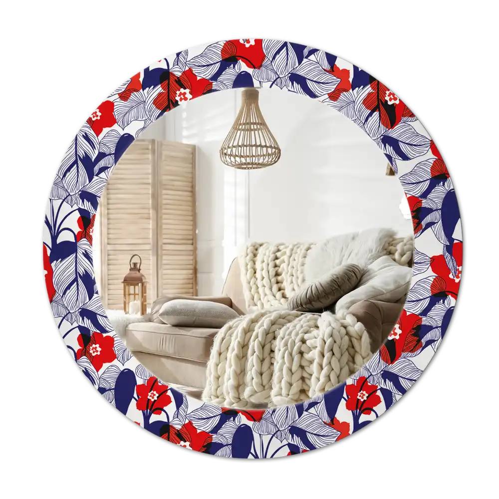 Round wall mirror decor Philodendrons