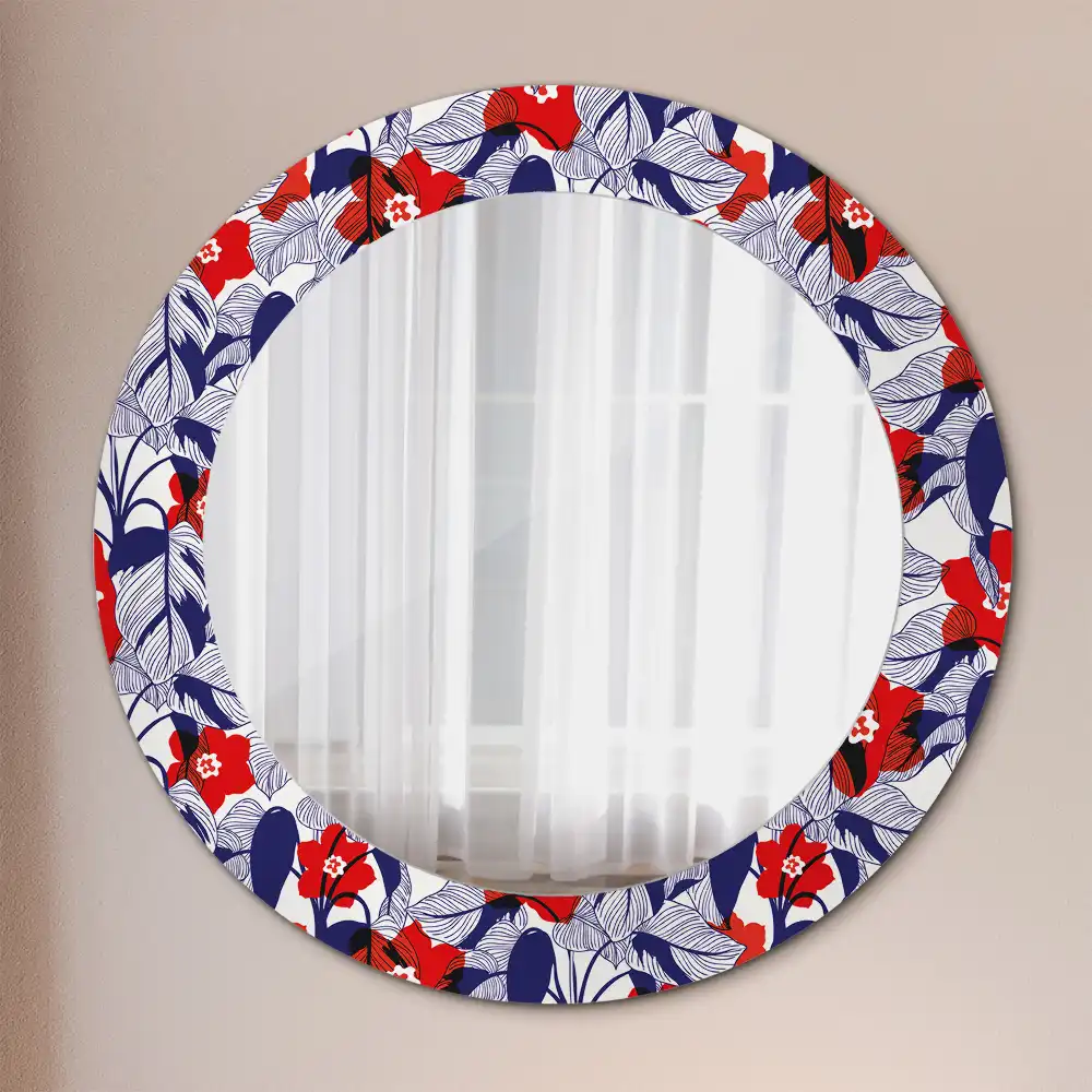 Round wall mirror decor Philodendrons