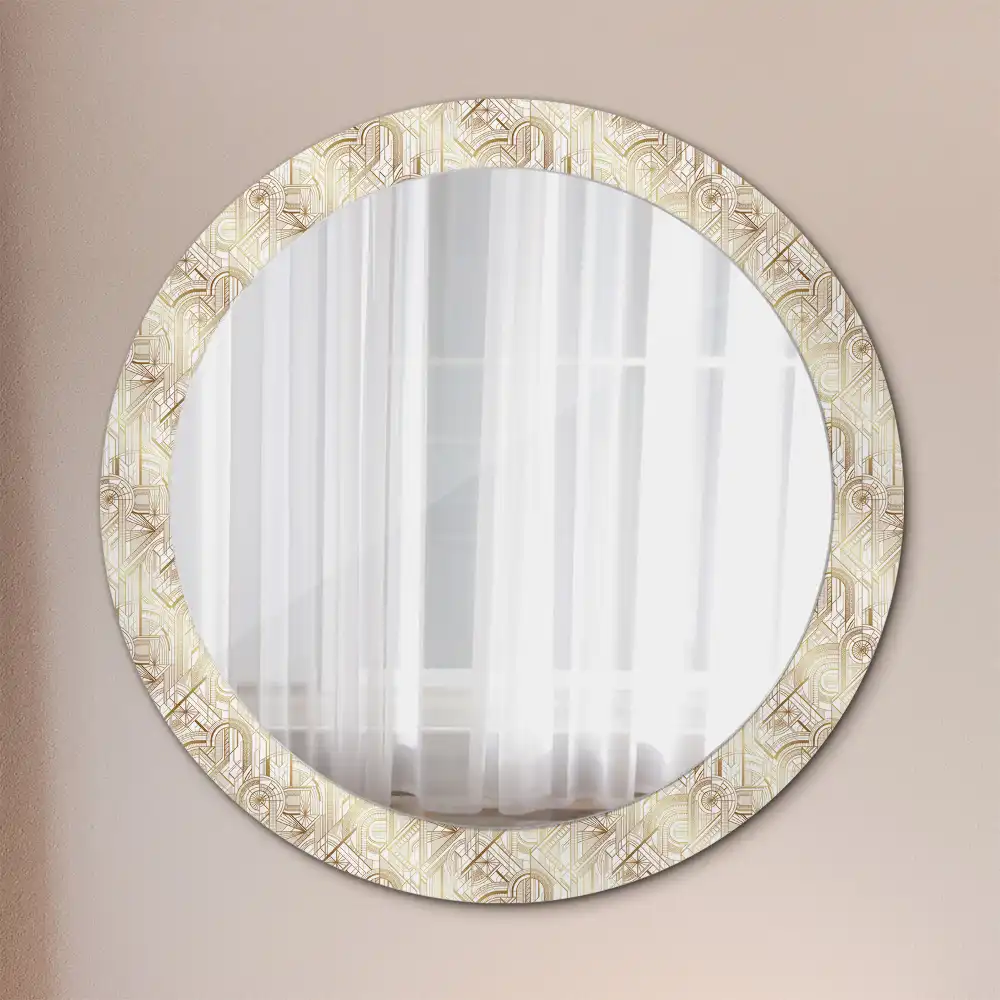 Round mirror frame with print Art deco composition
