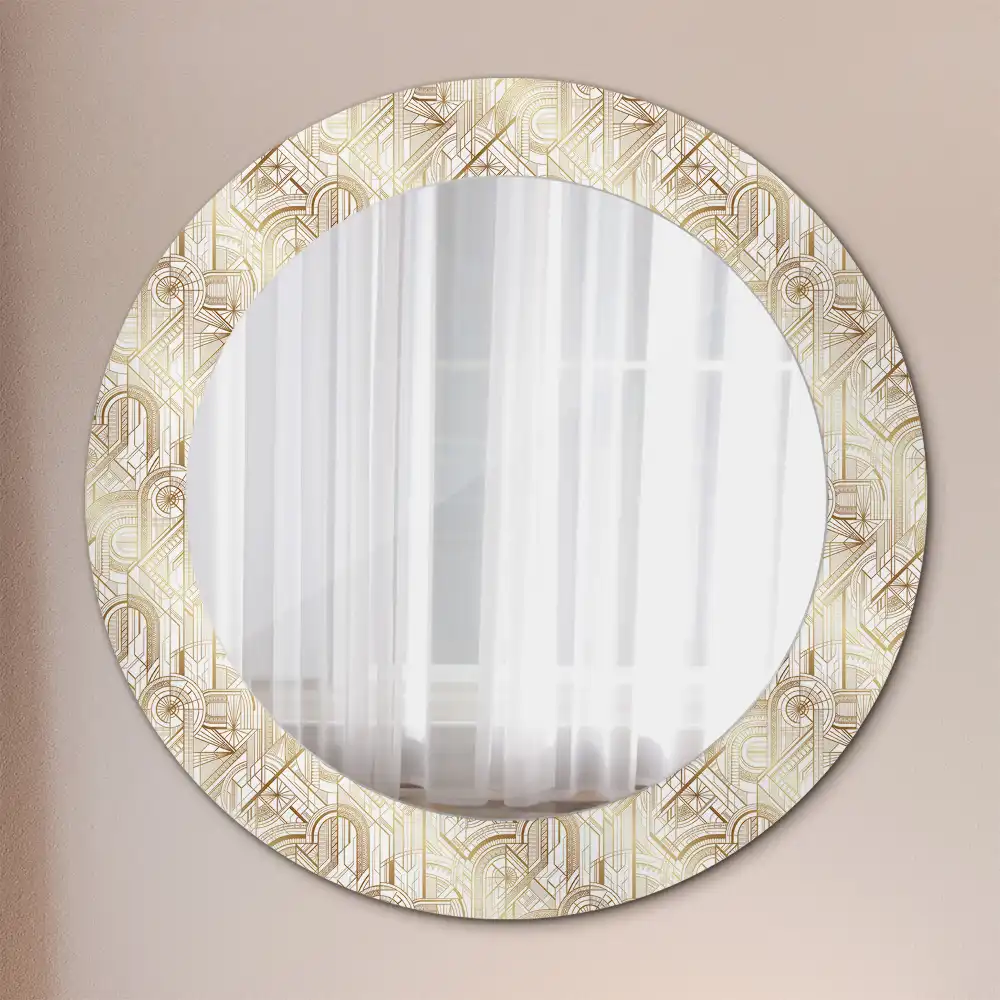 Round mirror frame with print Art deco composition