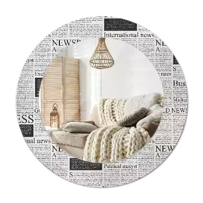 Round printed mirror Newspapers