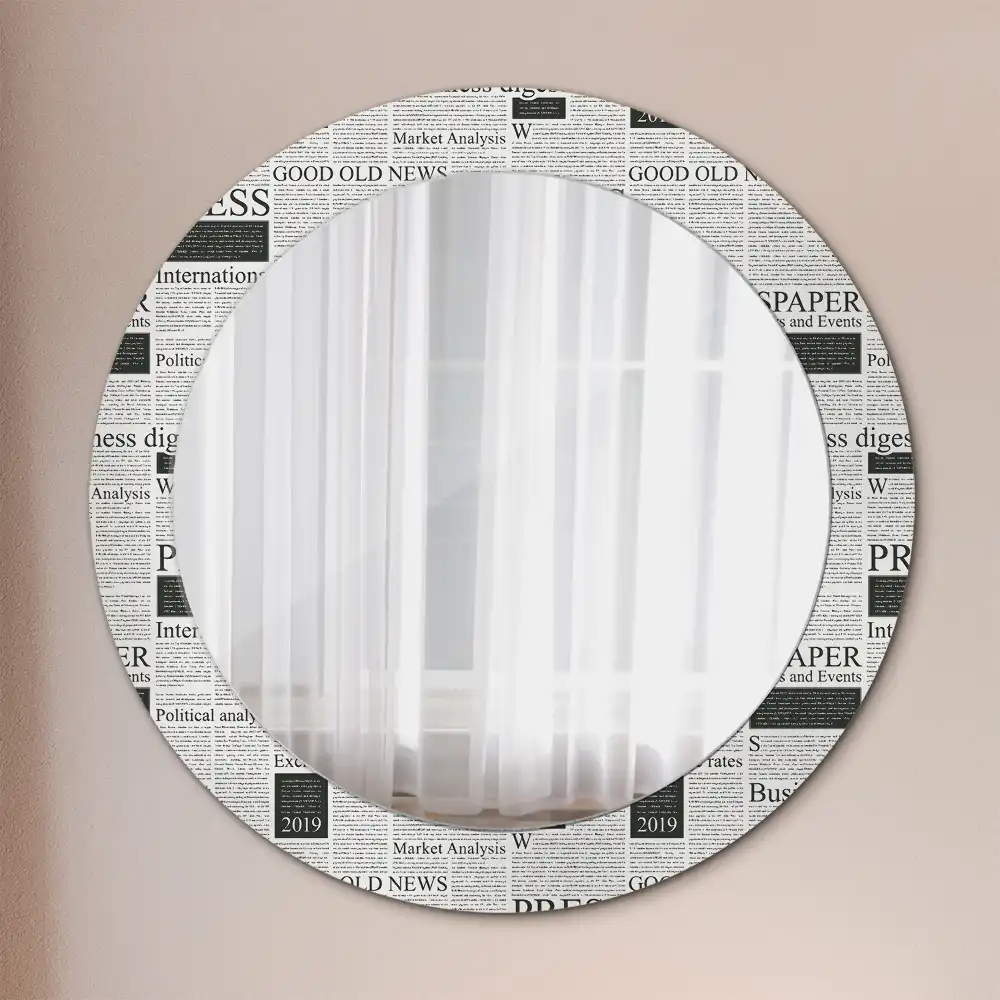 Round printed mirror Newspapers