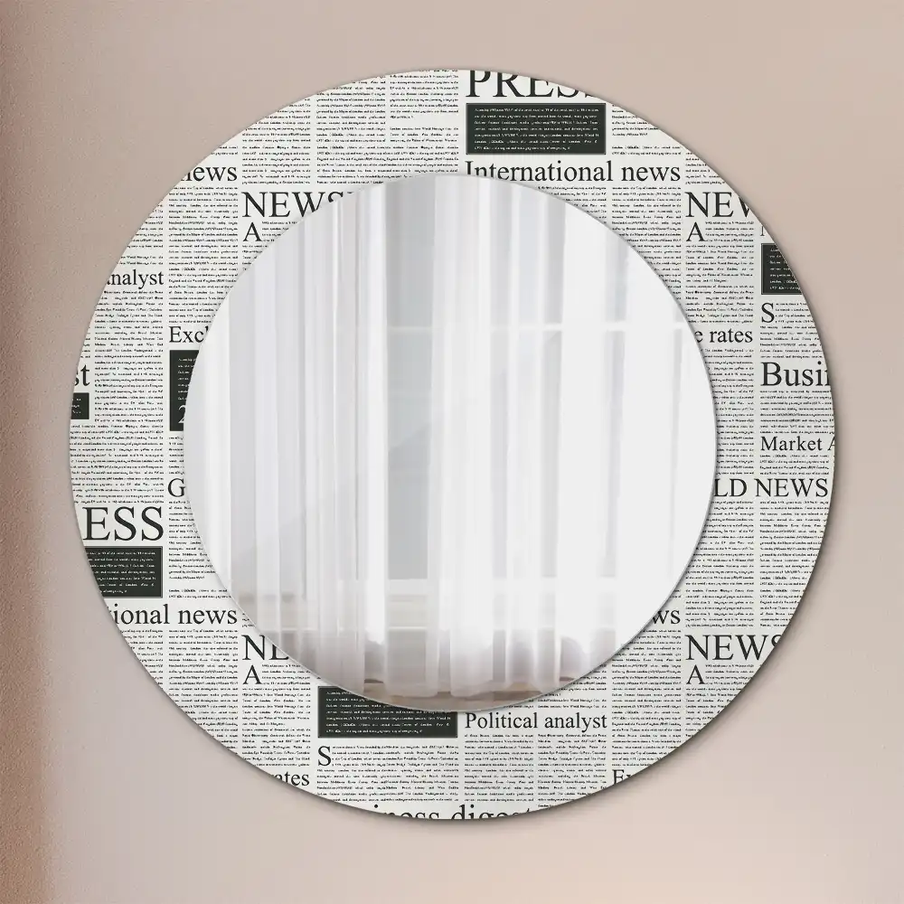 Round printed mirror Newspapers