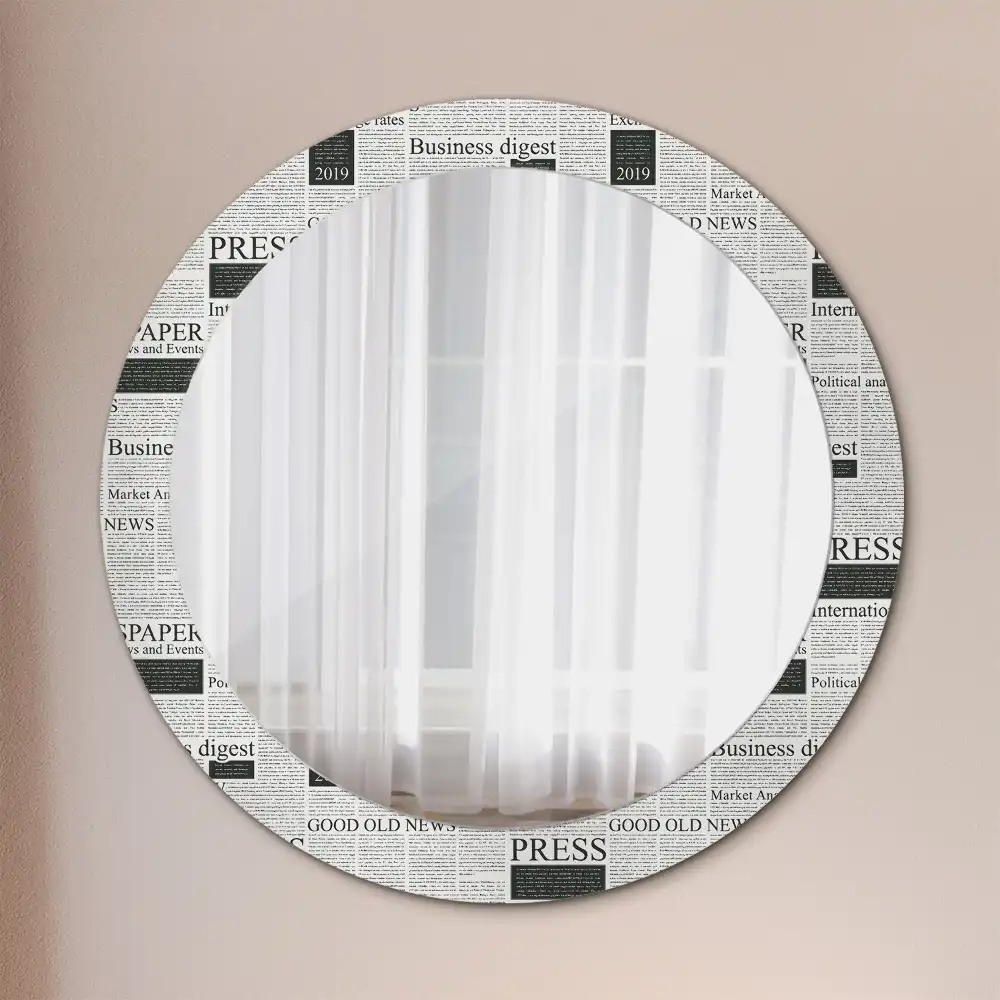 Round printed mirror Newspapers