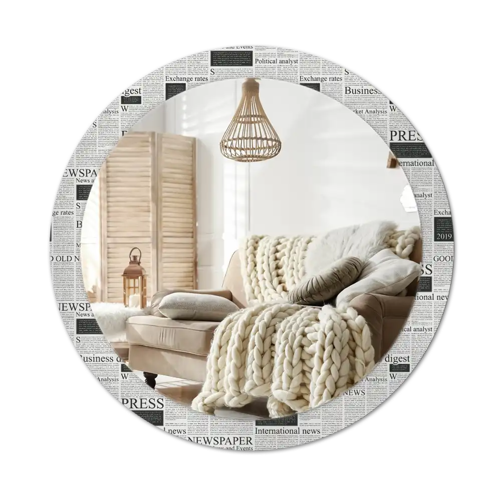 Round printed mirror Newspapers