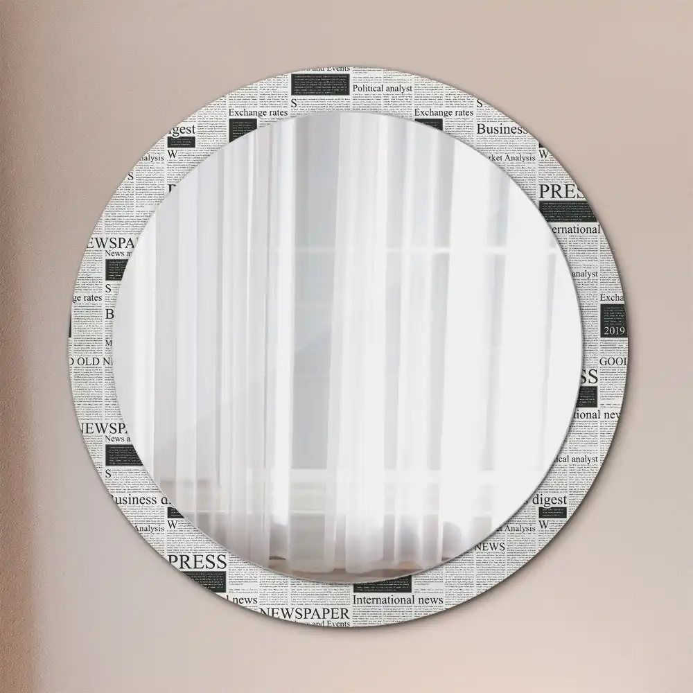 Round printed mirror Newspapers