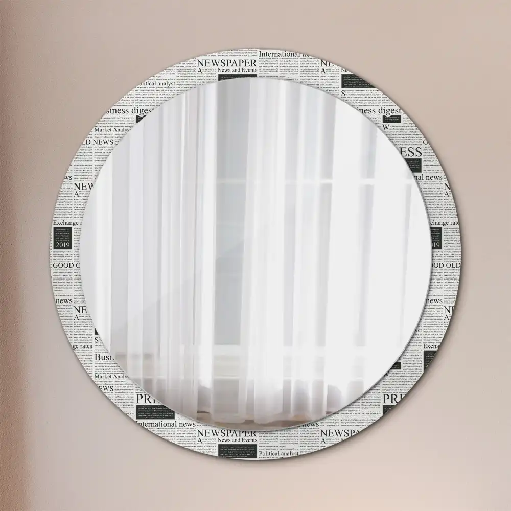Round printed mirror Newspapers