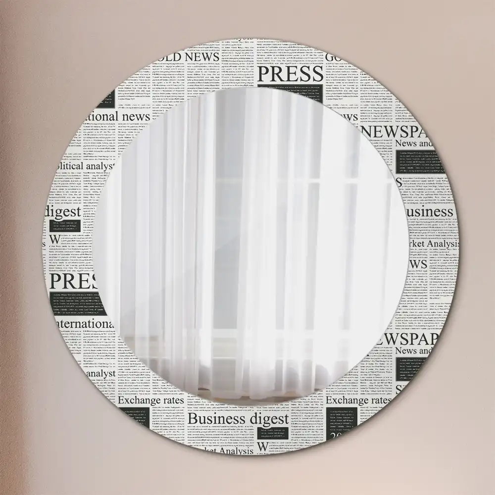 Round printed mirror Newspapers