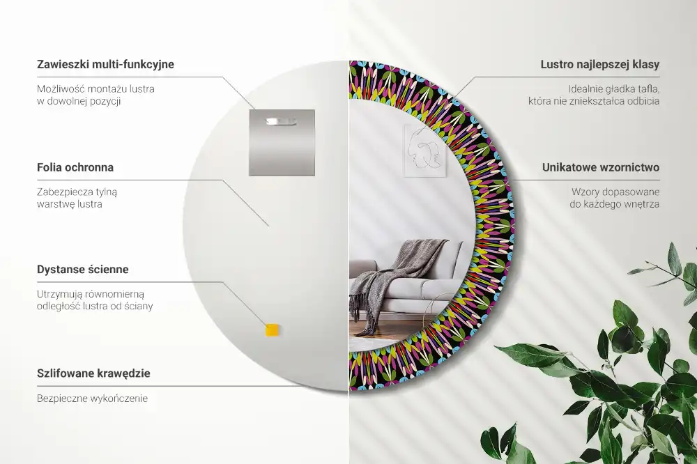 Round wall mirror decor Mandala Pattern