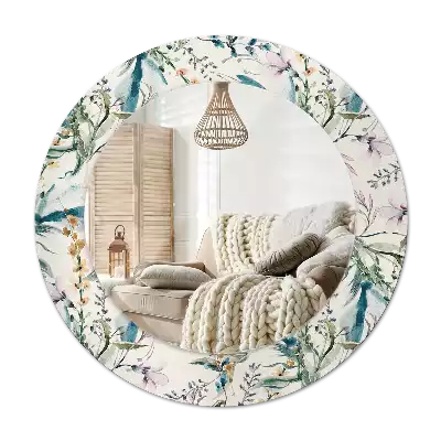 Round printed mirror Watercolor flowers