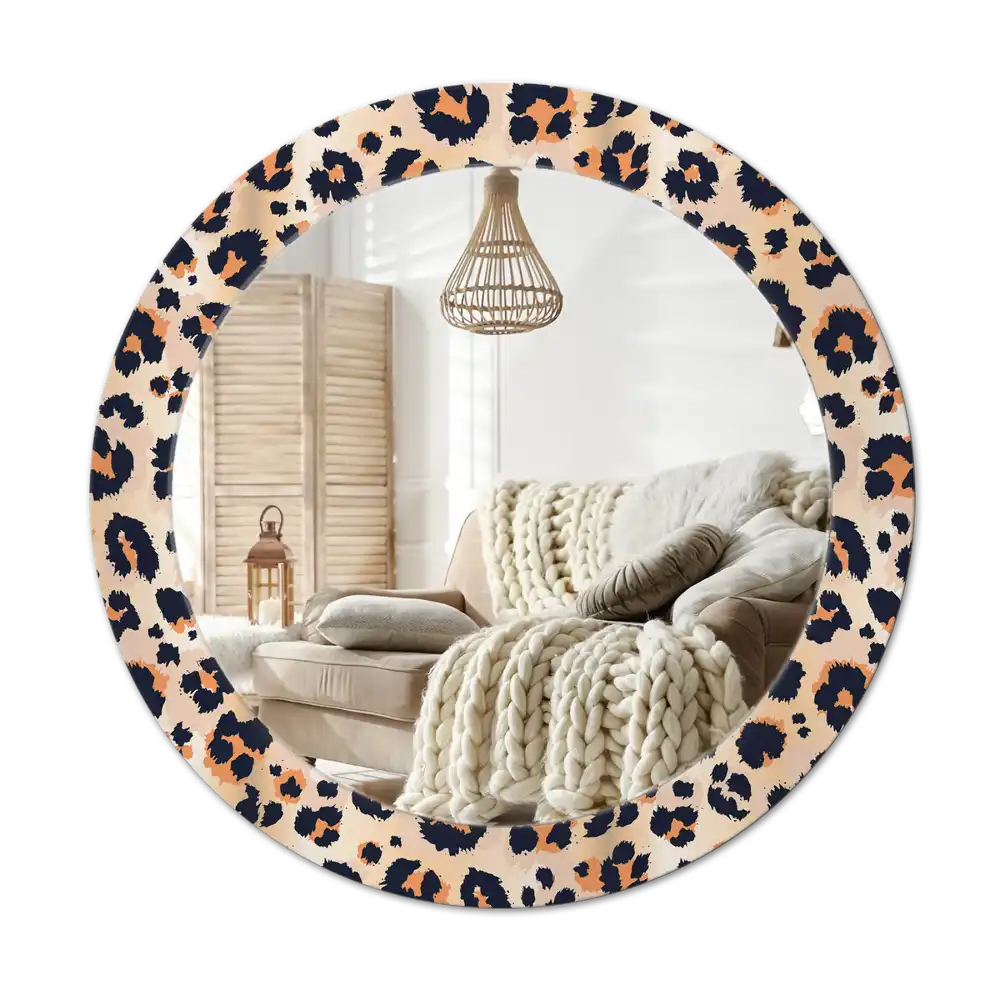 Round mirror frame with print Spotted pattern
