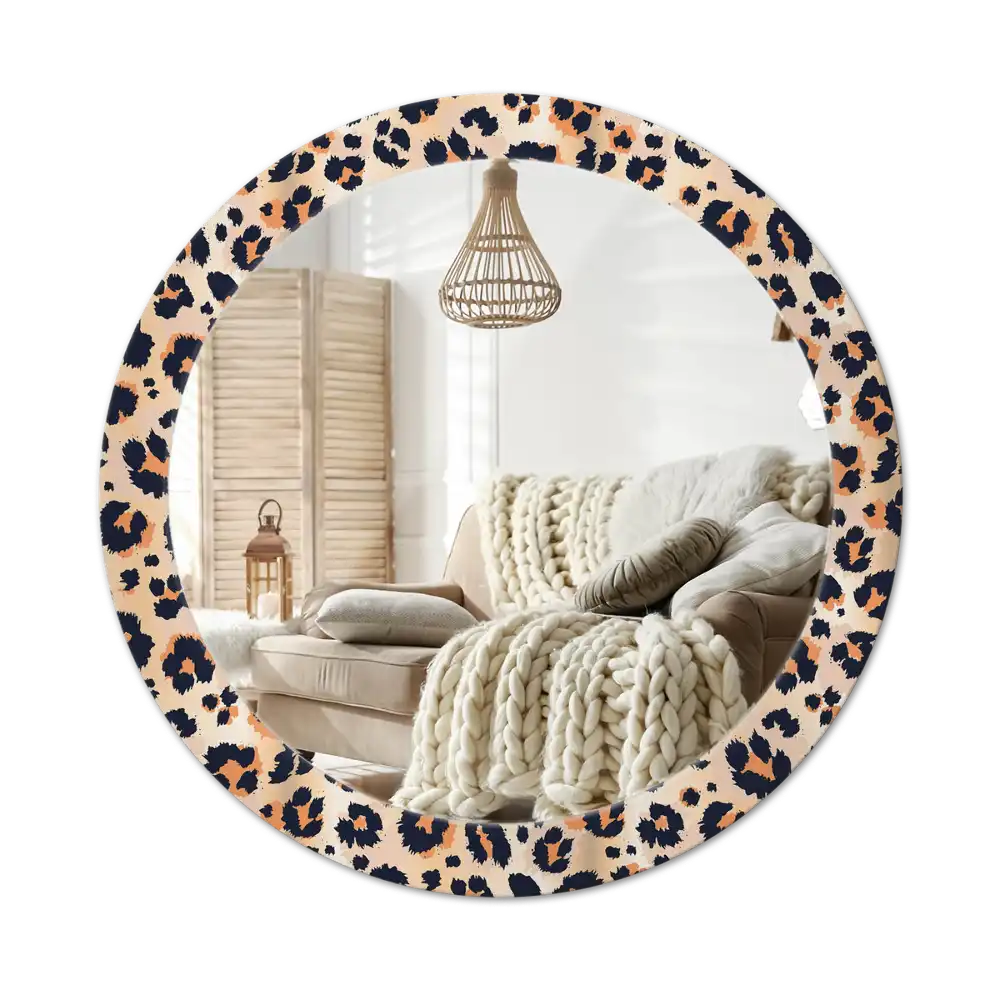 Round mirror frame with print Spotted pattern