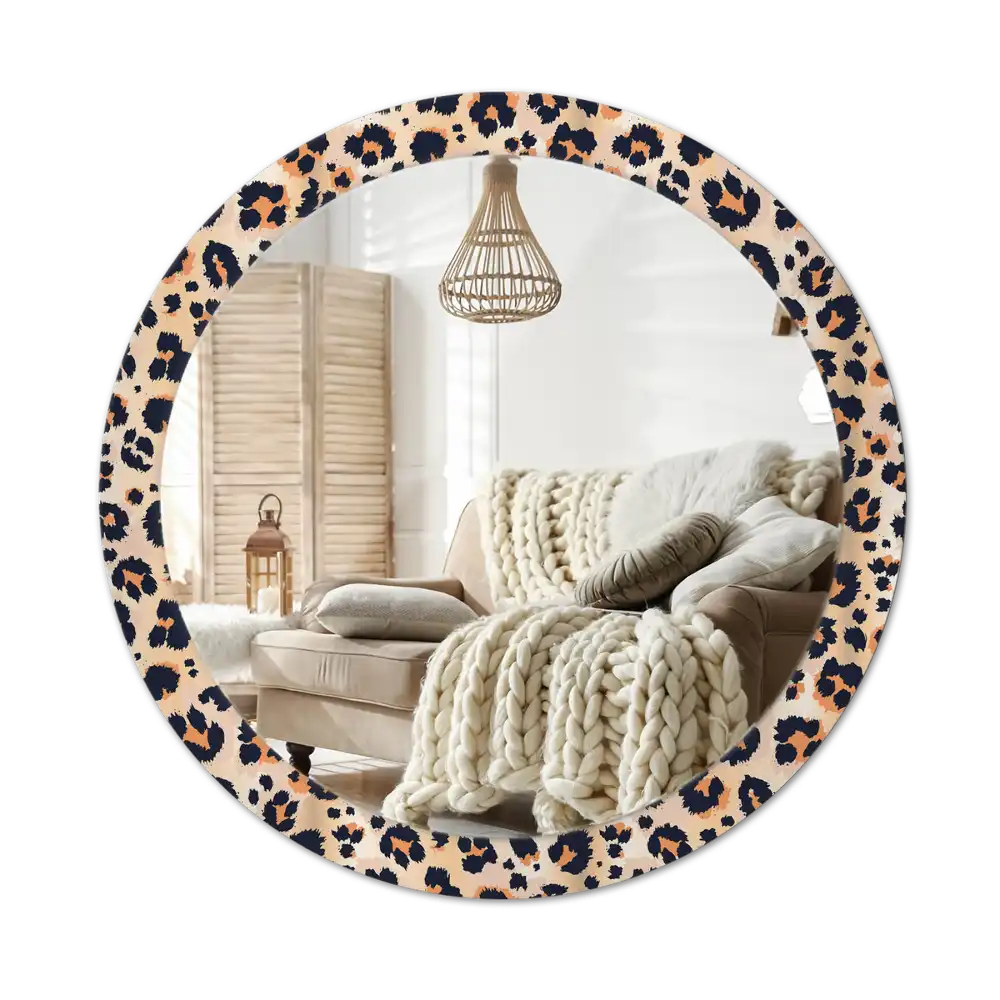 Round mirror frame with print Spotted pattern