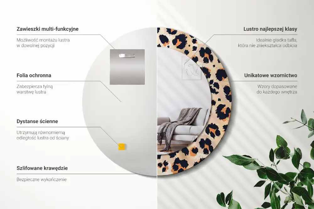 Round mirror frame with print Spotted pattern