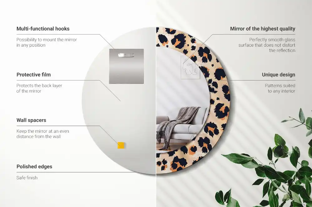 Round mirror frame with print Spotted pattern