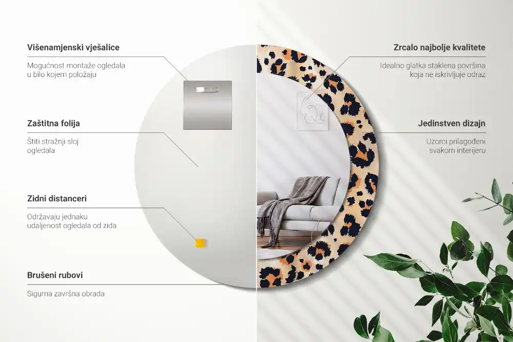Round mirror frame with print Spotted pattern