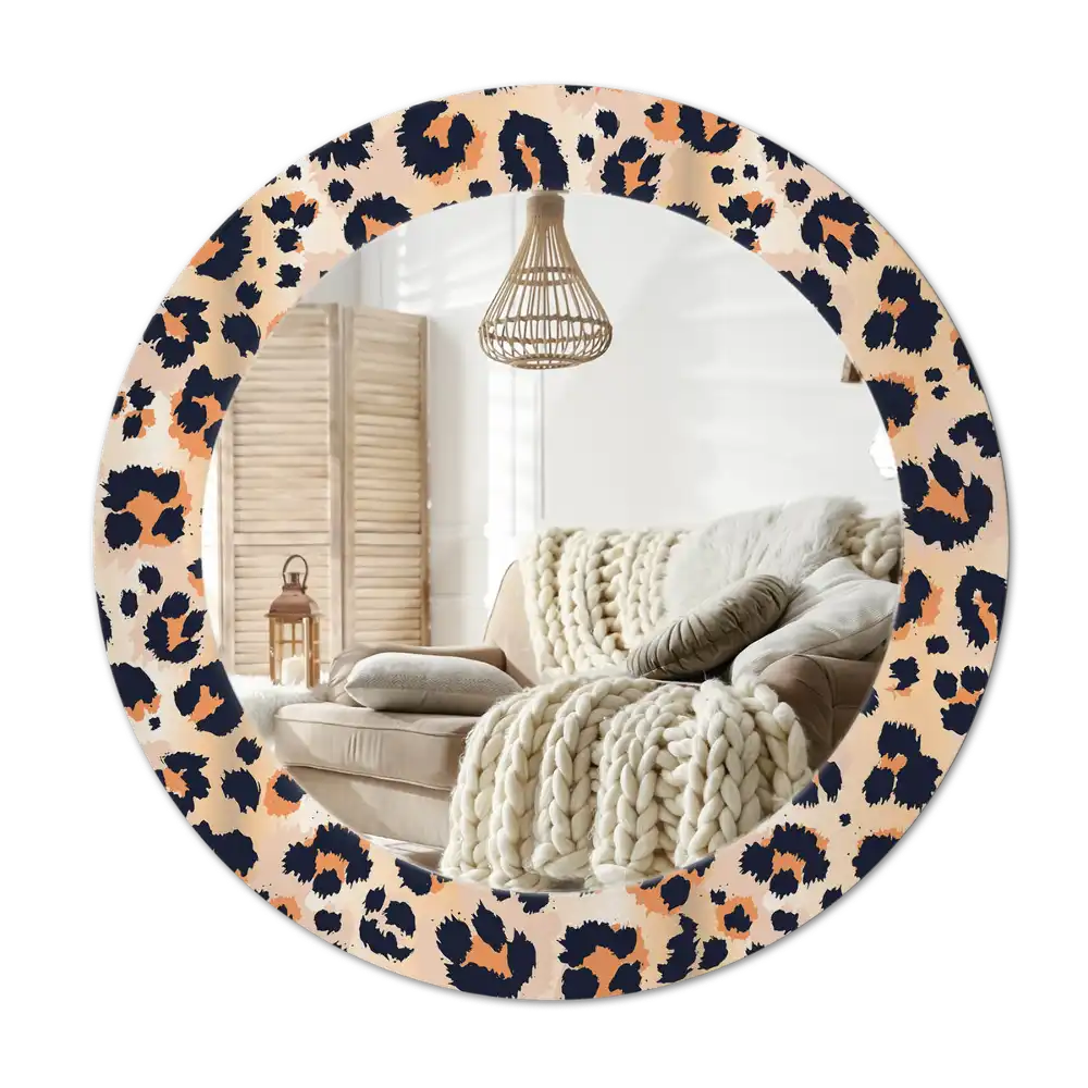Round mirror frame with print Spotted pattern