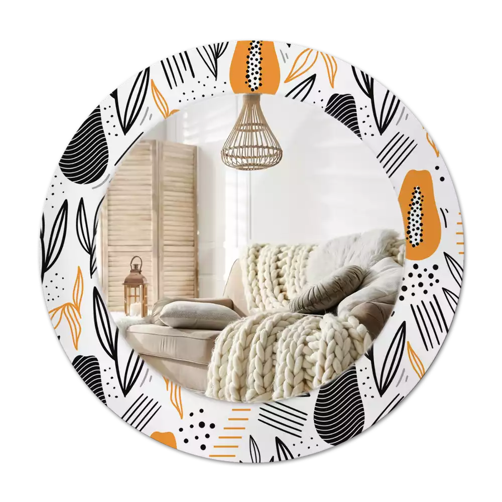 Round printed mirror Papayas