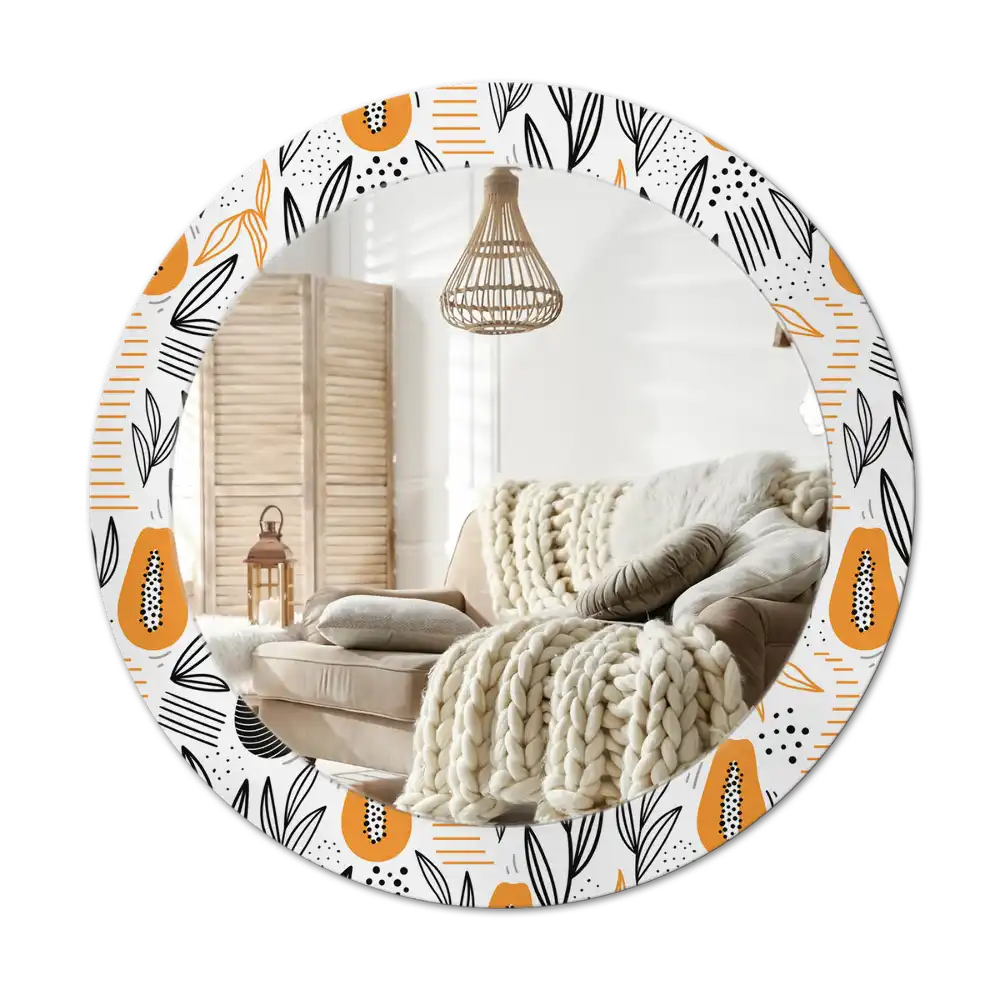 Round printed mirror Papayas