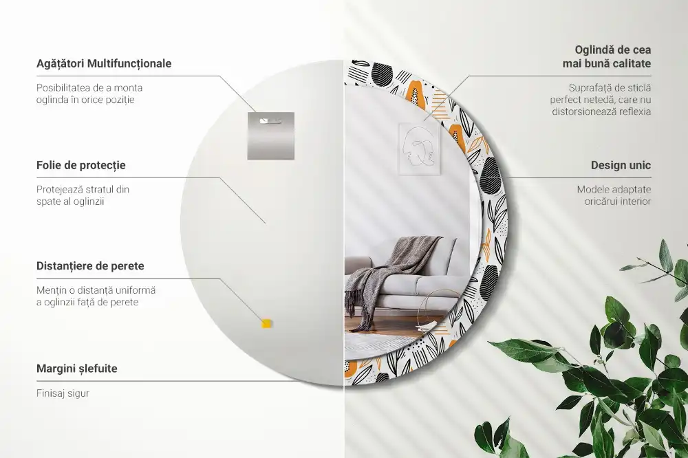 Round printed mirror Papayas