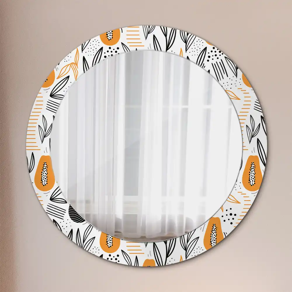 Round printed mirror Papayas