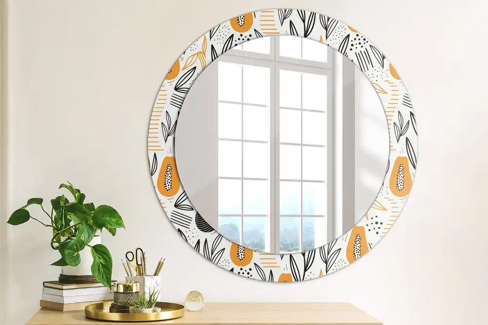Round printed mirror Papayas