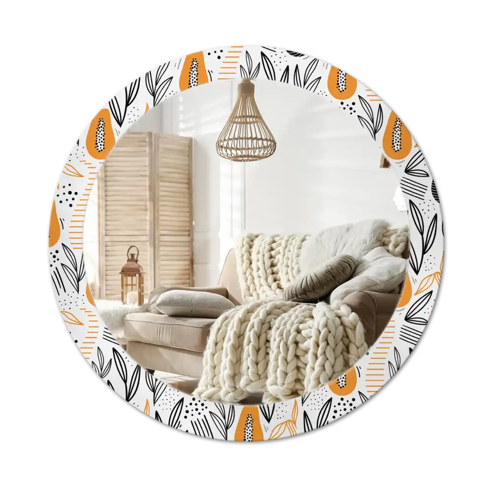 Round printed mirror Papayas