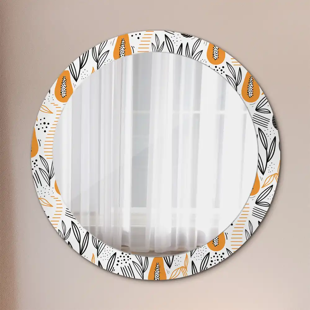 Round printed mirror Papayas