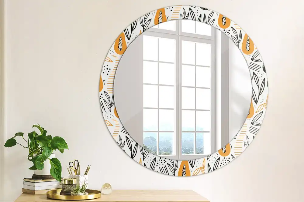 Round printed mirror Papayas