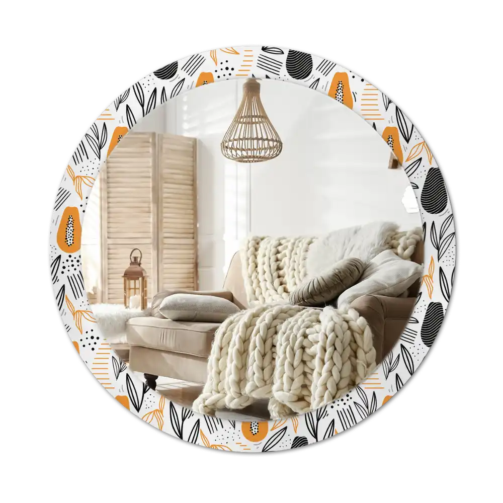 Round printed mirror Papayas