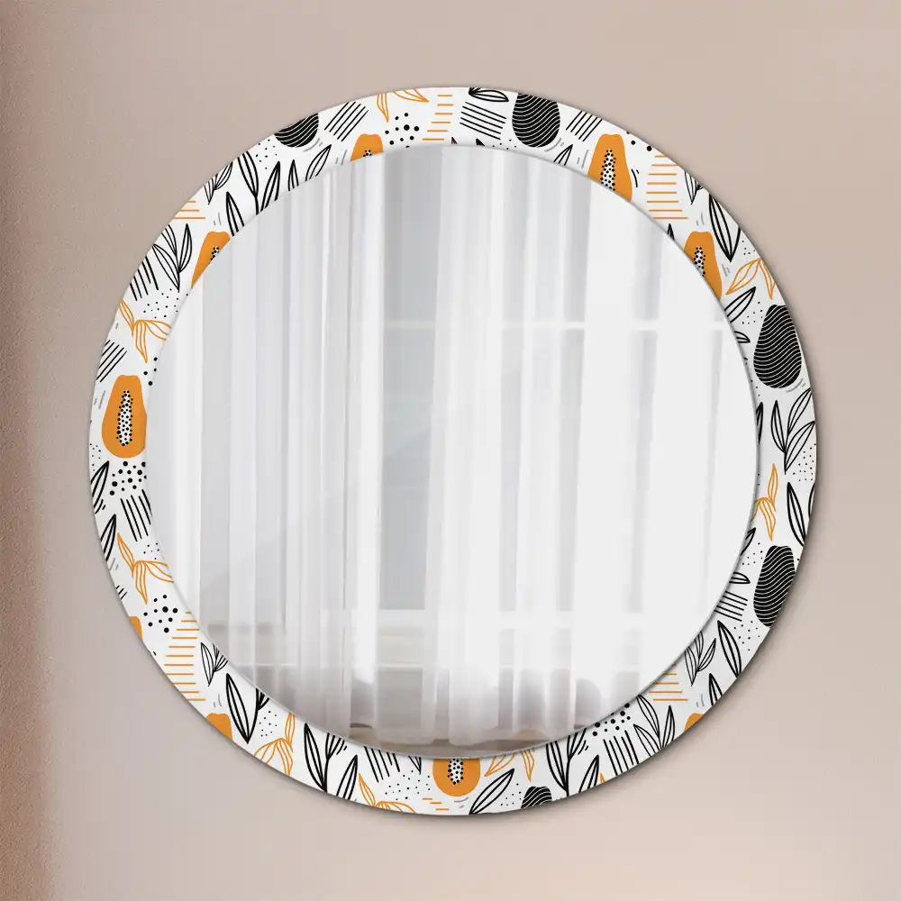 Round printed mirror Papayas