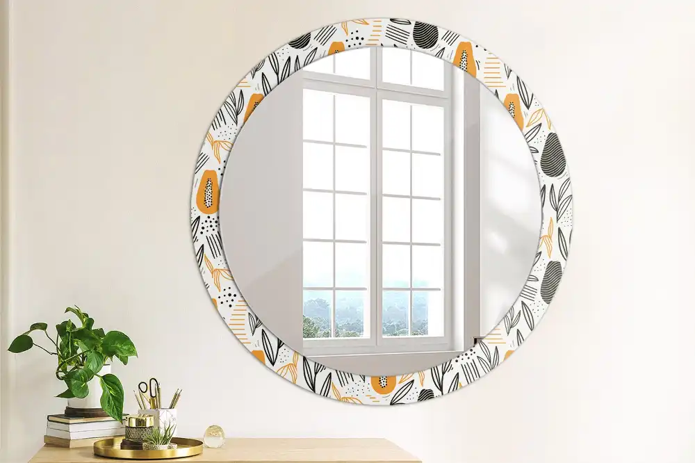 Round printed mirror Papayas