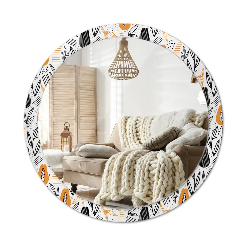 Round printed mirror Papayas