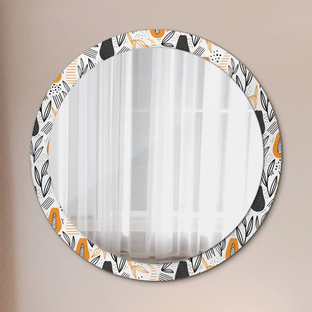 Round printed mirror Papayas