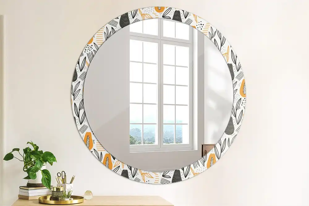 Round printed mirror Papayas