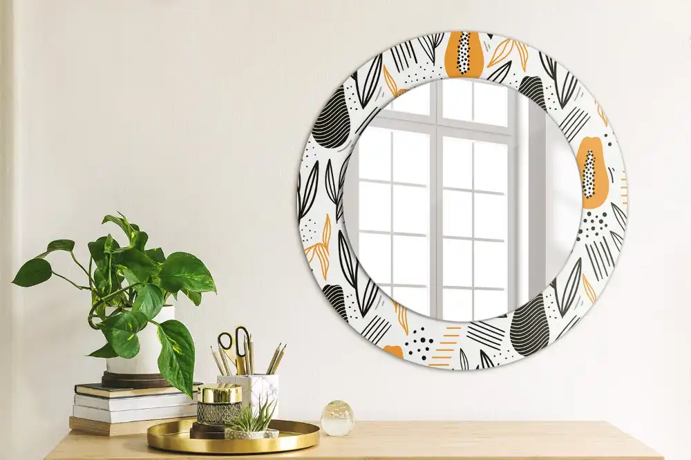 Round printed mirror Papayas