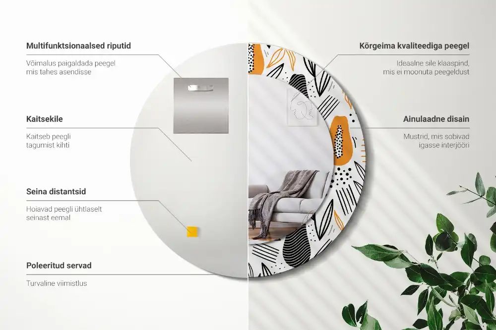 Round printed mirror Papayas