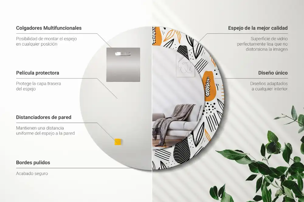 Round printed mirror Papayas