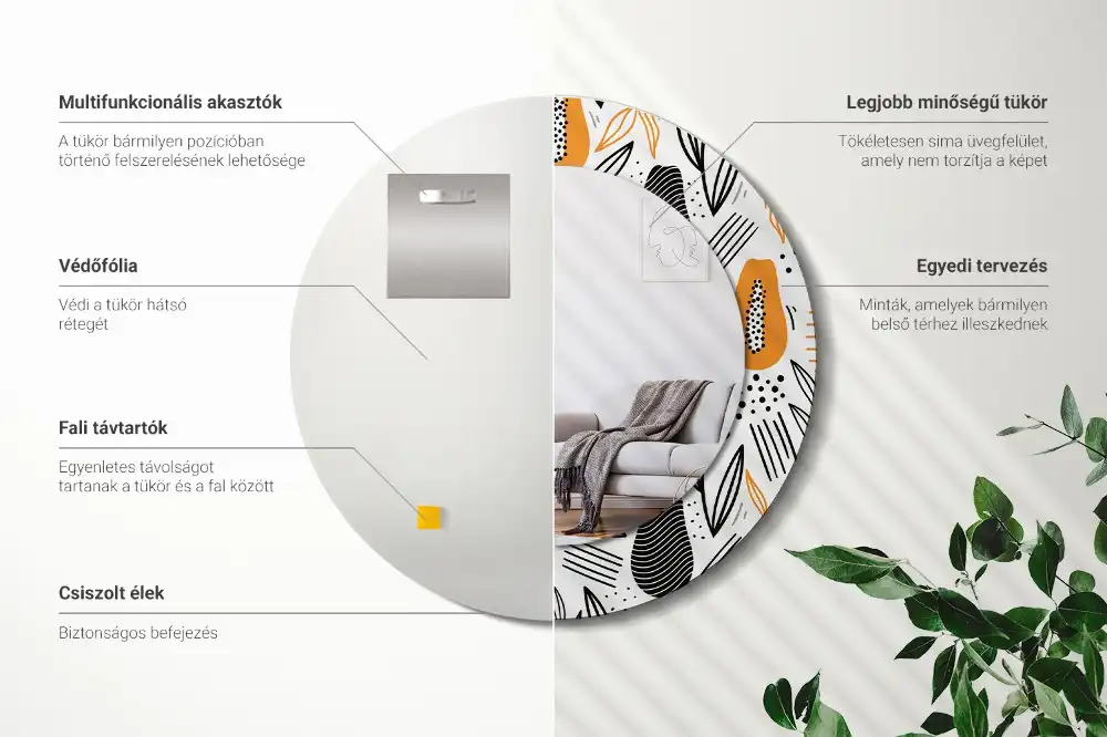 Round printed mirror Papayas