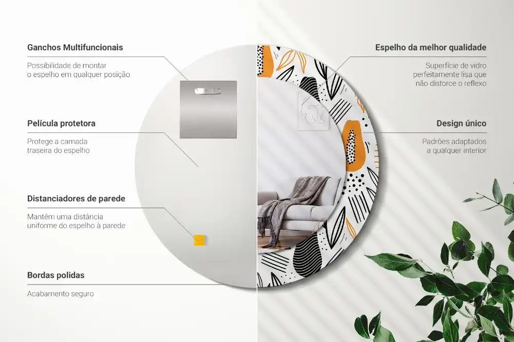 Round printed mirror Papayas