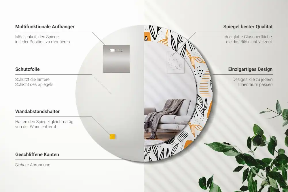 Round printed mirror Papayas