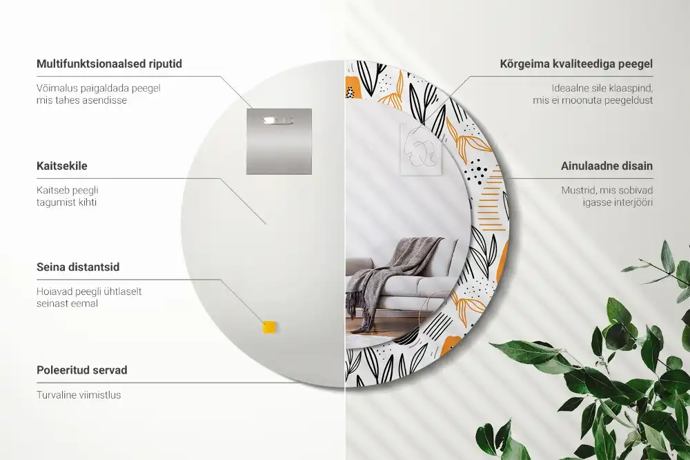 Round printed mirror Papayas