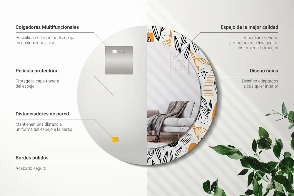 Round printed mirror Papayas