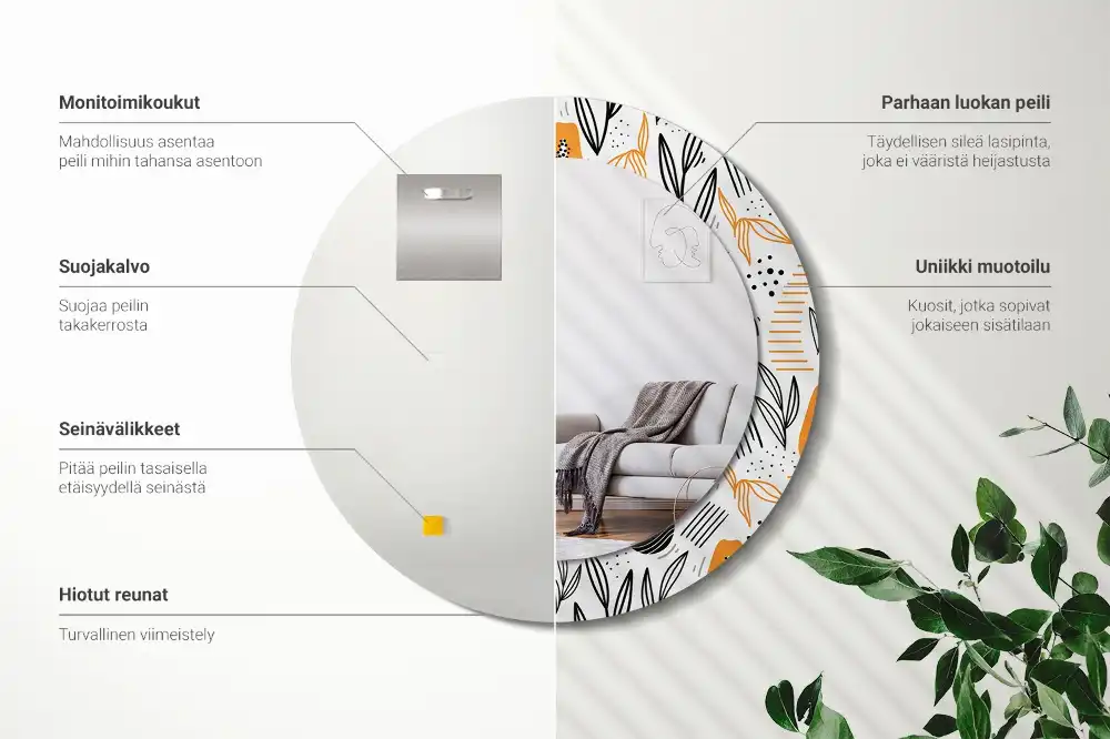 Round printed mirror Papayas