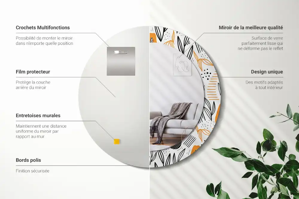 Round printed mirror Papayas