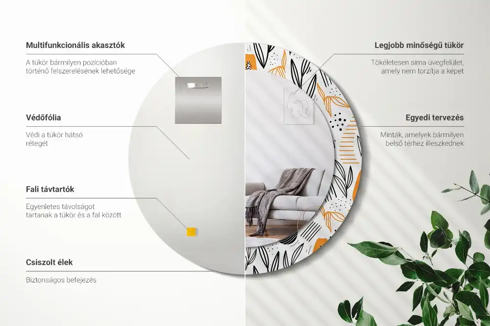 Round printed mirror Papayas