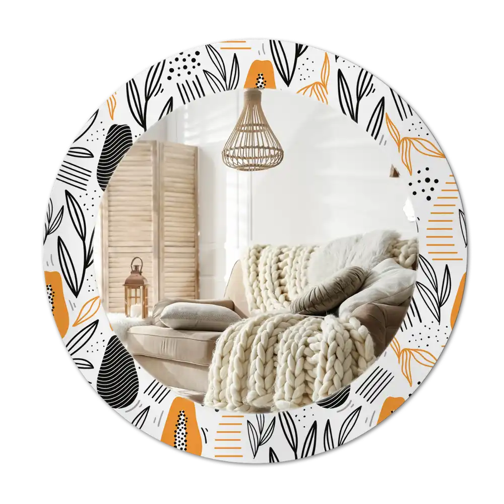 Round printed mirror Papayas
