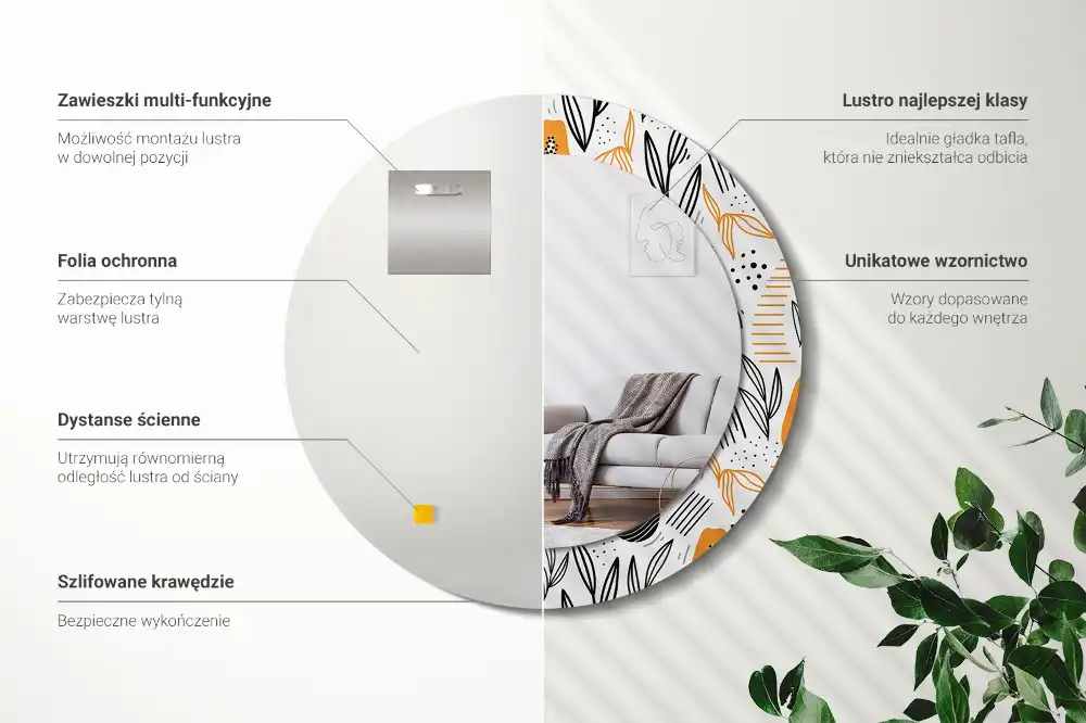 Round printed mirror Papayas